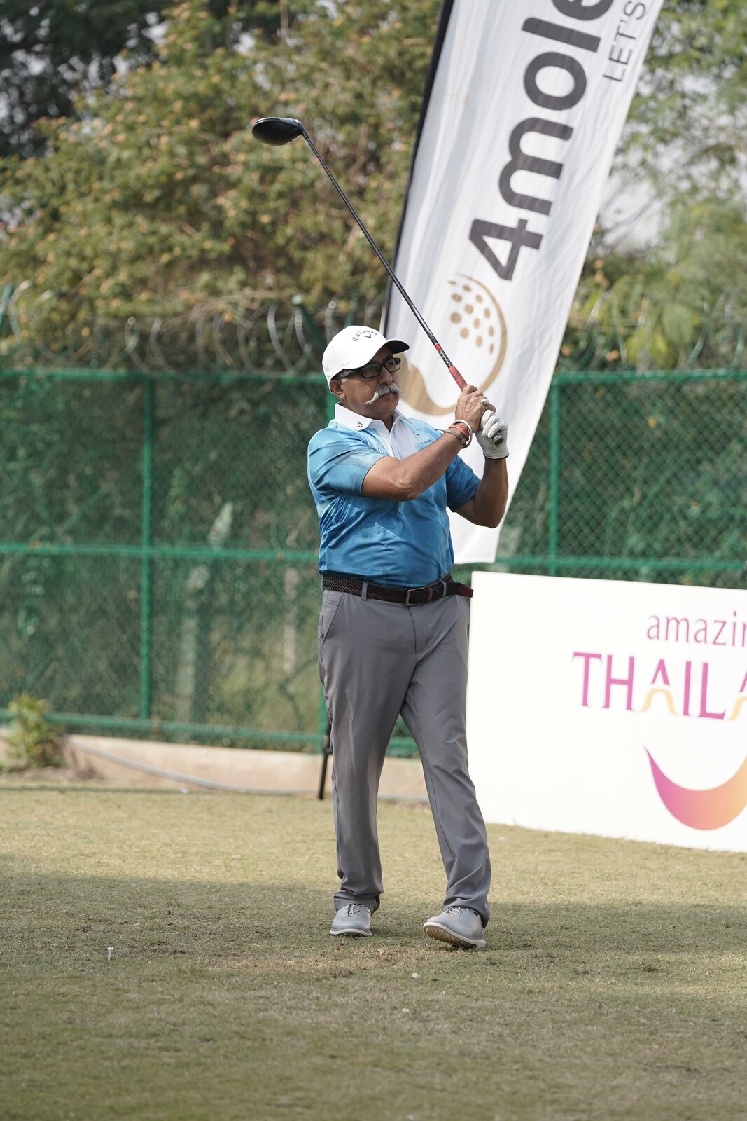 A Golfer teeing off at The Golf rendezvous PRO-AM League 2025, Delhi Leg