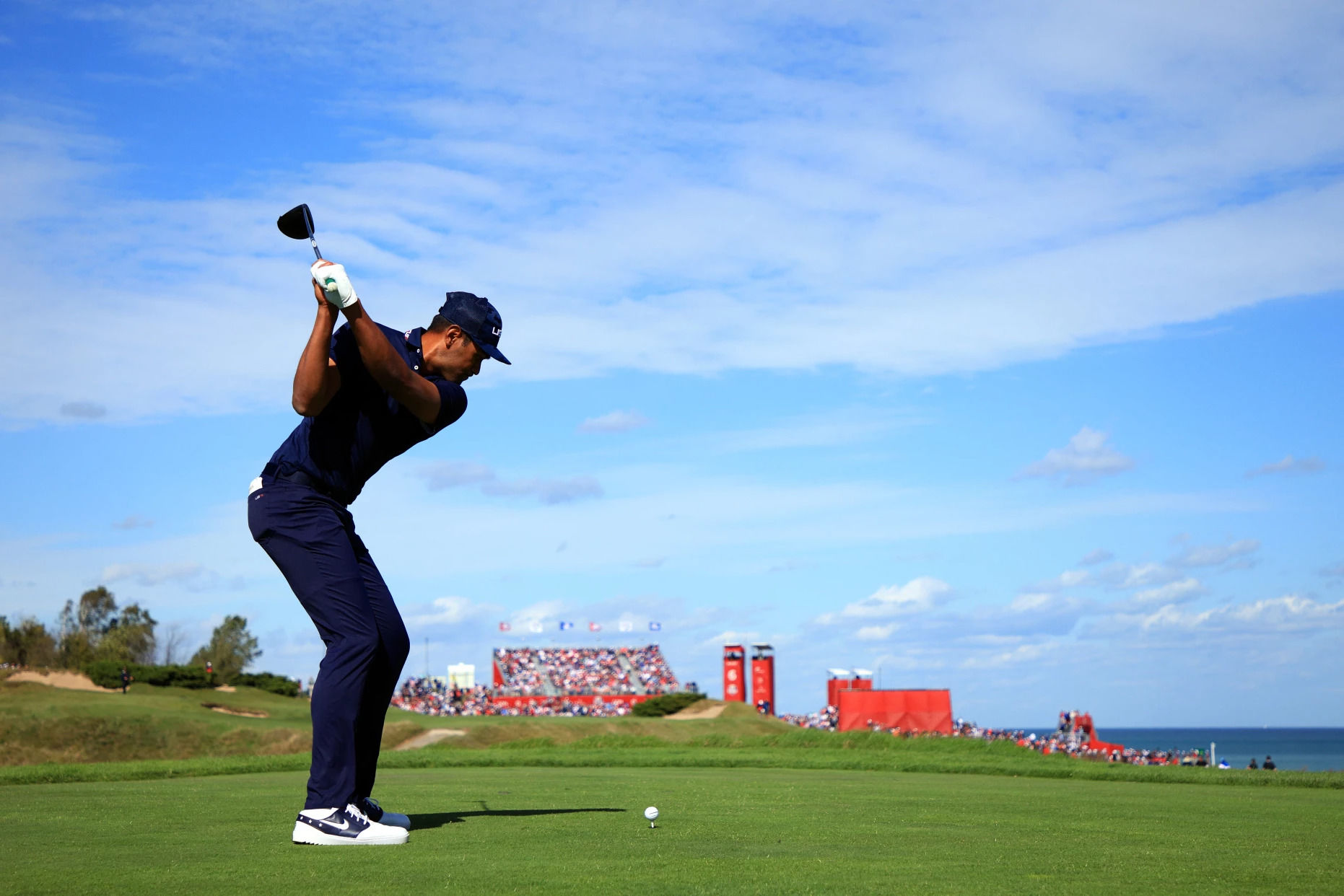 Tony Finau on Saturday at Ryder Cup