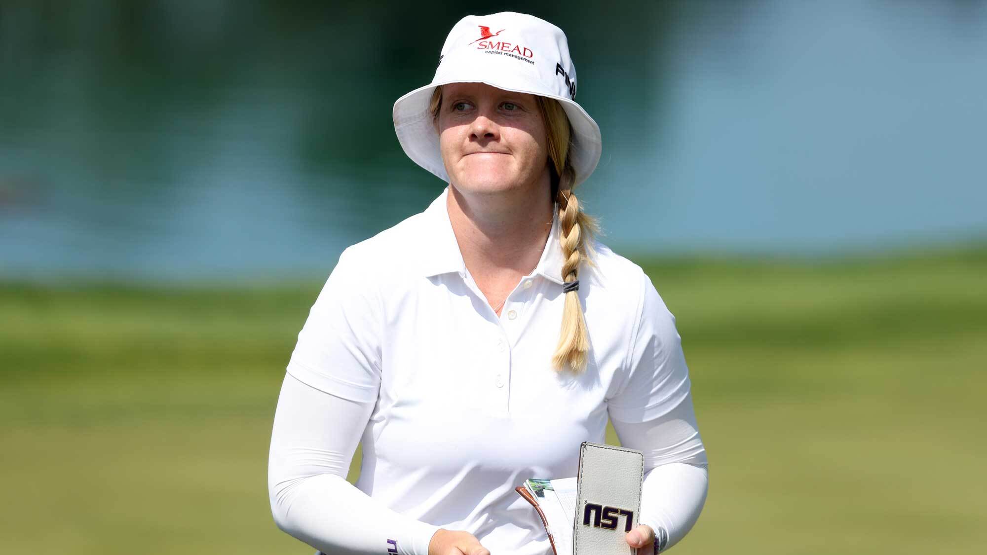 Ingrid Lindblad of Sweden looks on during the first round of the Amundi Evian Championship