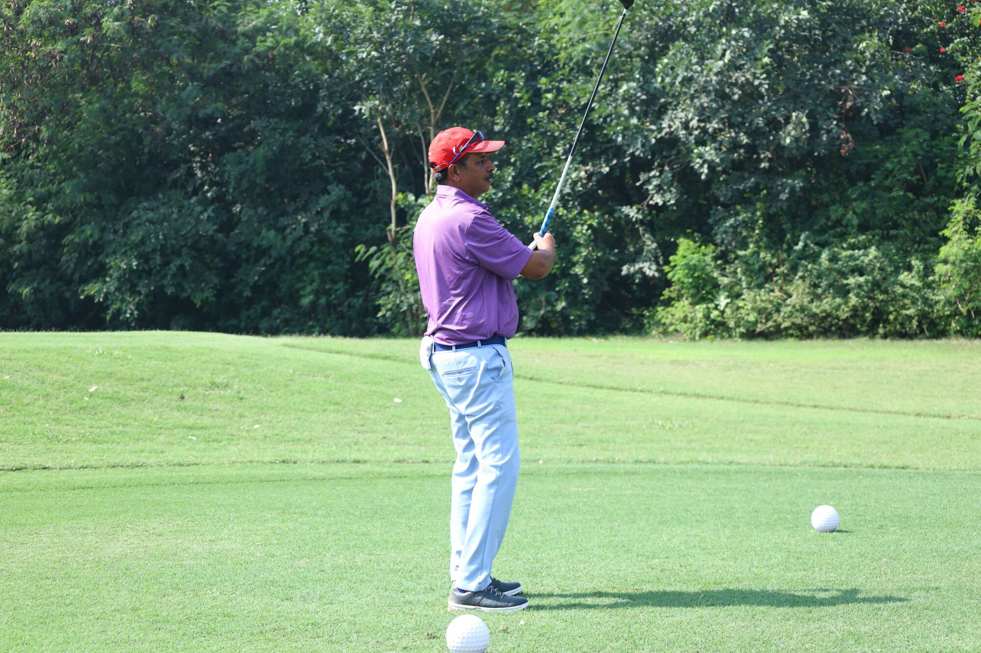A Golfer teeing off at the INS INDIA GOLF CUP 2025