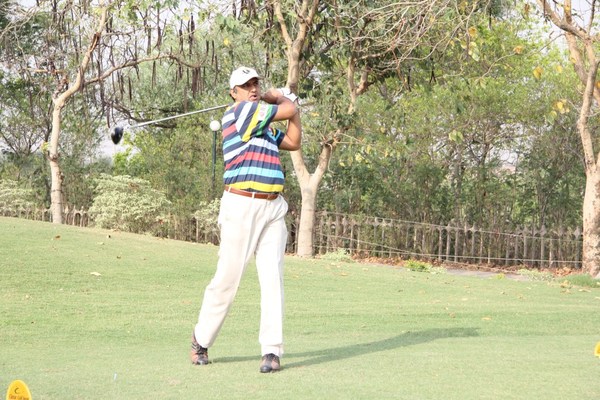 Charu Sharma hit a tee shot during the event