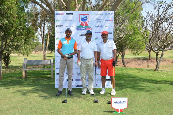 Karan Singhvi, Keshav Kumar H K, Hemanth Kumar pose during the Lloyd BT Pro-Am 2016