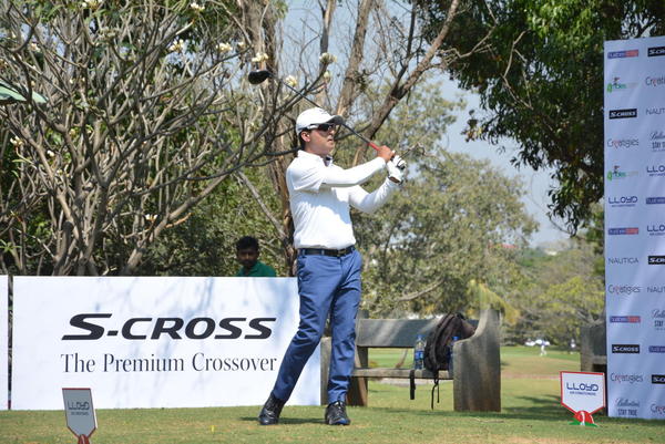 Anand Kumar A after a shot during Lloyd BT Pro-Am 2016