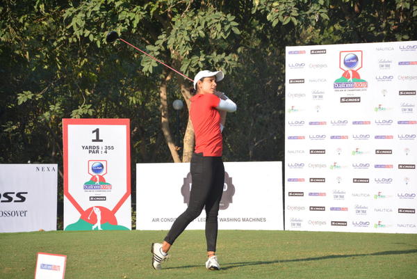 Ankita Tiwana hits a shot off the tee at Classic Golf & Country Club