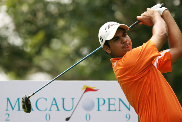 Gaganjeet Bhullar with a drive at practice