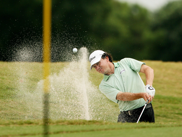 Title-defender David Gleeson (AUS) from the bunker