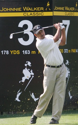 Jeev on the 3rd tee.