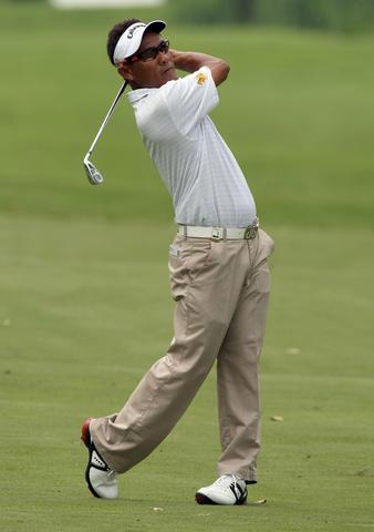 Thai golfer ThongChai Jaidee in his practice round.