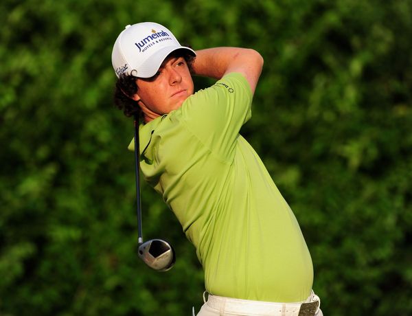 Rory McIlroy of Northern Ireland plays his tee shot on the 10th hole during the first round of the UBS Hong Kong Open at the Hong Kong Golf Club