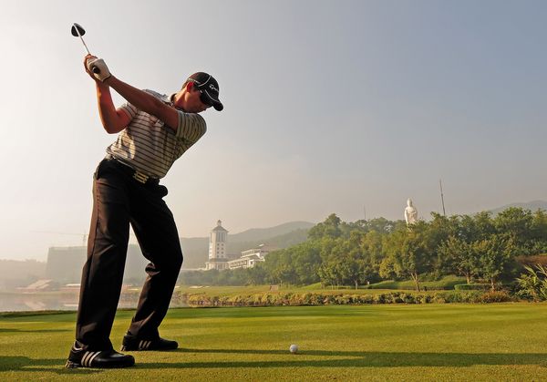 Sergio Garcia of Spain hits a shot during pro - am the Omega Mission Hills World Cup