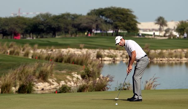 Bradley Dredge of Wales on the par five 18th hole during the second round.