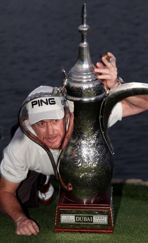 Miguel Angel Jimenez (ESP) with the trophy