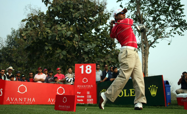 Rahil Gangjee of India, with a tee shot on Day 3