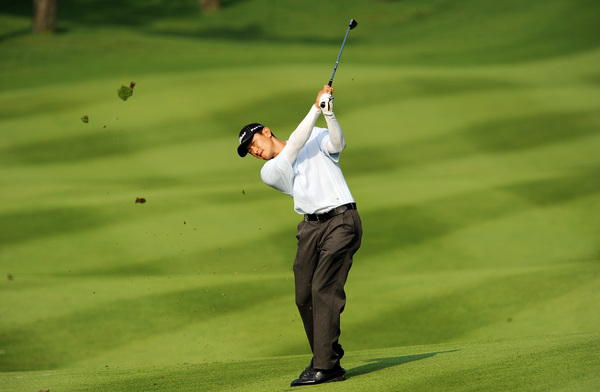 Anthony Kang of USA at the practice round