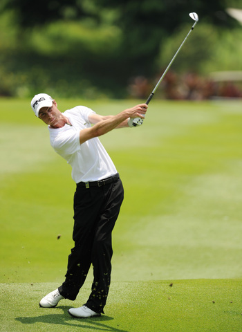Rhys Davies of Wales, co-leader for Round 1