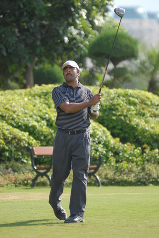 Piyush Mehta, teeing off.