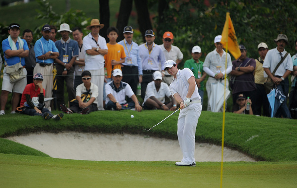 Rory McIlroy (NIR) in action during the opening round