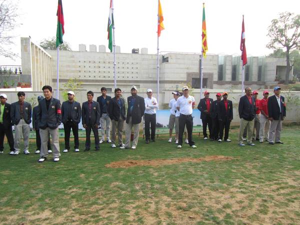 The SAARC teams lined up before the tee off