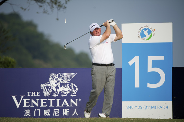 Welsh golfer Ian Woosnam from the tee at the first round on Thursday