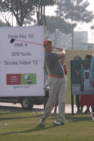 Michael in his practice swing.