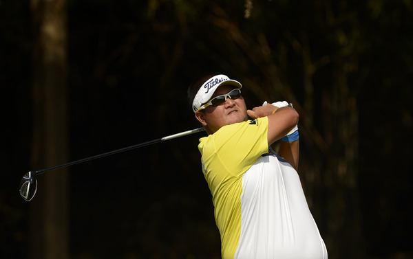 Thailand's Prom Meesawat with a shot during the second round