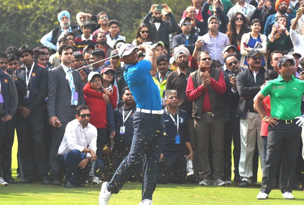 Tiger Woods off the tee in India