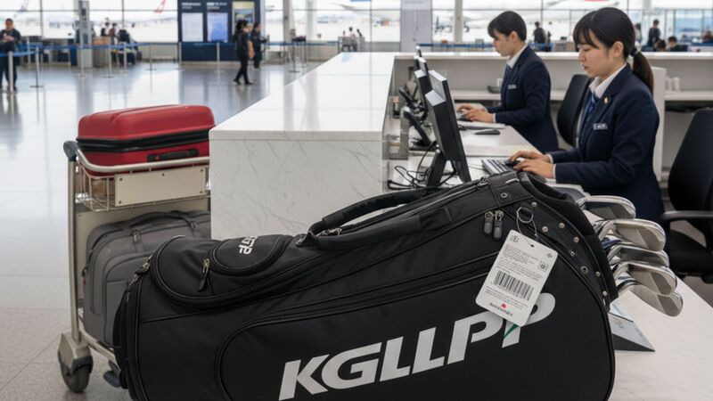 A golf bag at the airport