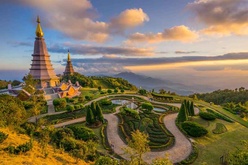 Chiang Mai Landscape with Mountains & Temples