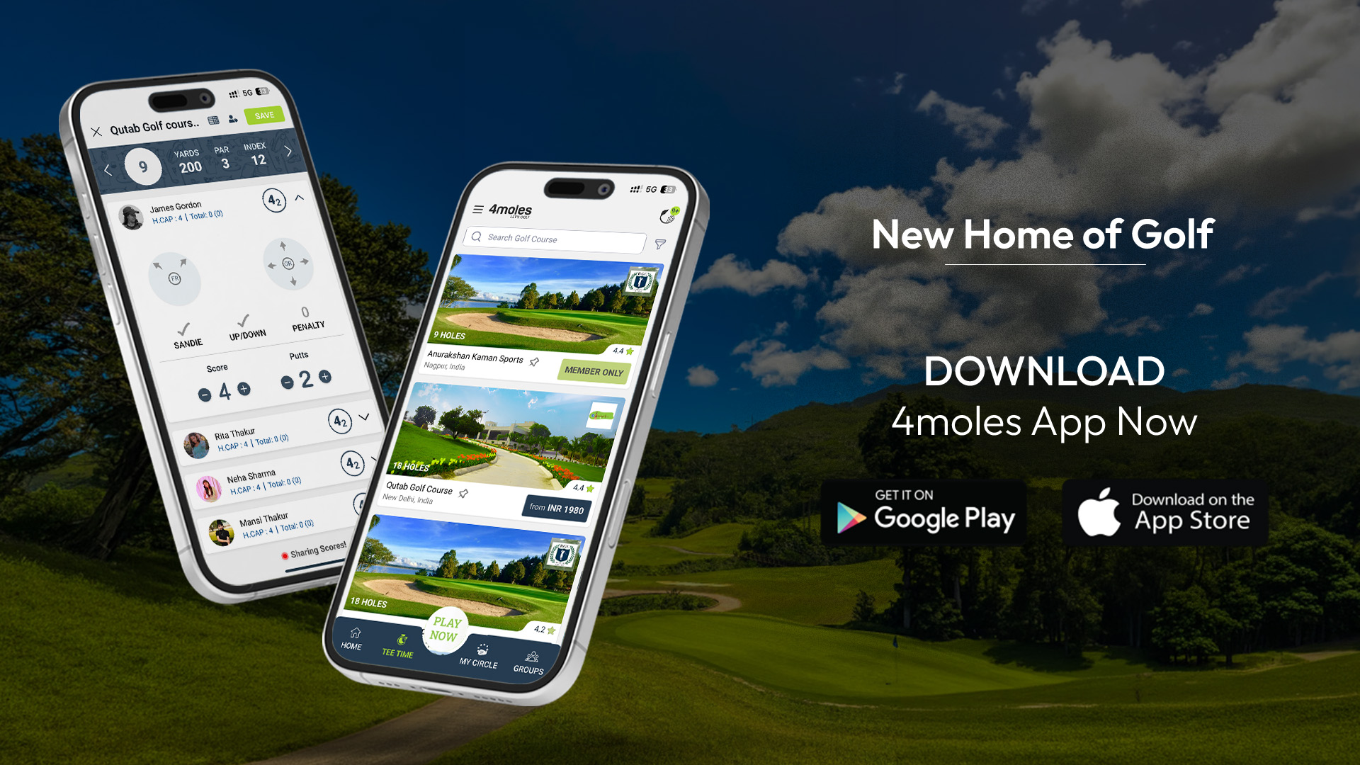 The New 4moles App is Here | New Home of Golf